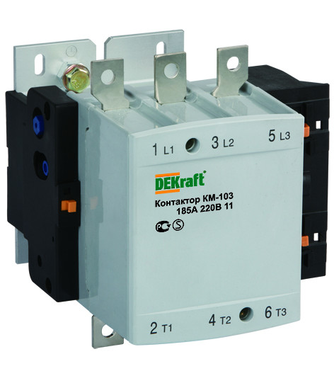 Dekraft 22156DEK Контактор 225А 220В АС3 1НО+1НЗ КМ-103 Dekraft