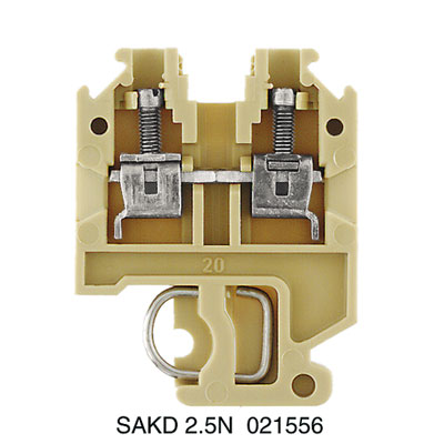 Weidmuller 215560000 SAKD 2.5N Исполнение: SAK-серия, Проходная клемма, Расчетное сечение: 2.5 мм.кв, Винтовое соединение, бежевый, Непосредственный монтаж