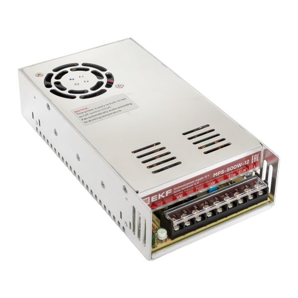 EKF MPS-500W-12 Блок питания намонтажную панель 500Вт,Uвх ~ 220 В AC m, Uвых - 12 В DC постоянного тока