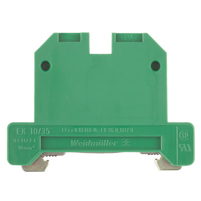 Weidmuller 661360000 EK 10/35 Исполнение: SAK-серия, Клеммы PE, Расчетное сечение: 10 мм.кв, Винтовое соединение, зеленый/желтый