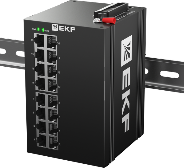EKF TSX-ML2-16GTP Промышленный управляемый коммутатор уровня L2 ML2-16GTP, 16 портов 10/100/1000Base-T(X) RJ45 c PoE, монтаж на динрейку TSX EKF