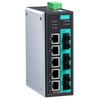 MOXA Коммутатор EDS-408A-3M-ST-T Ethernet switch, 5 10/100 BaseTx ports, 3 multi mode 100 BaseFx,ST, t:-40/+75C