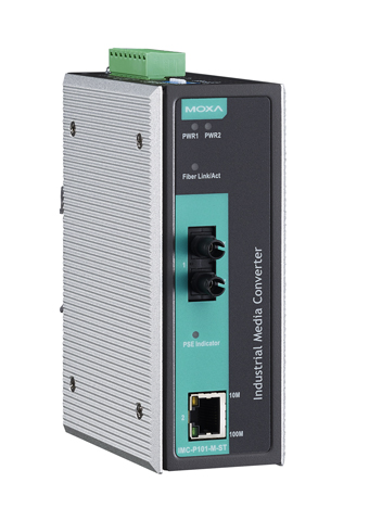 MOXA Конвертер IMC-P101-M-ST-T Industrial PoE Media Converter, multi mode, ST connector, t:-40/+75