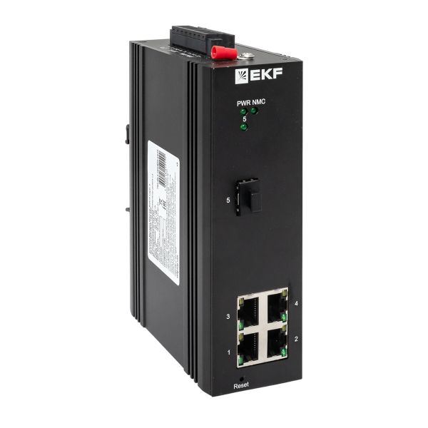 EKF TSX-ML2-1GX/SFP-4GTP Промышленный управляемый коммутатор уровня L2 ML2-1GX/SFP-4GTP, 1 порт 1000Base-X SFP, 4 порта 10/100/1000Base-T(X) RJ45 c PoE, монтаж на динрейку TSX EKF