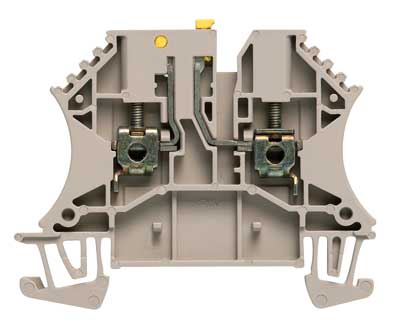Weidmuller 1855620000 WTR 2.5 STB2.3 Исполнение: Измерительная клемма с размыкателем, Винтовое соединение, 2.5 мм.кв, 500 V, 24 A, поворотный, Темно-бежевый