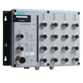 MOXA Коммутатор TN-5518A-2GTX-WV-T L2 managed switch with 16 10/100BaseT(X) ports, and 2 10/100/1000BaseT(X) ports with M12 connectors, dual power input, 24 to 110 VDC, t: -40/75