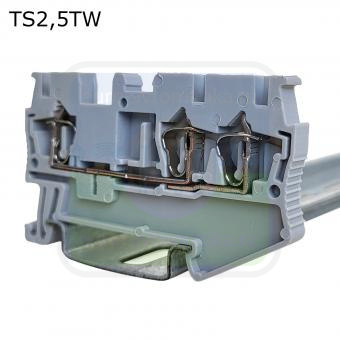 Провенто TS2,5TW Клемма пружинная проходная 3 контакта 2,5 мм2, серая