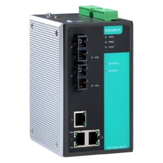 MOXA Коммутатор EDS-505A-SS-SC-T Ethernet switch, 3 10/100 BaseTx ports, 2 single mode 100Fx ports, t:-40/+75C