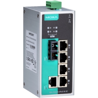 MOXA Коммутатор EDS-P206A-4PoE-S-SC-T Ethernet Switch 1 x 10/100BaseTX, 1 x 100BaseFx SM port, 4 x PoE, SC, t:-40/+75