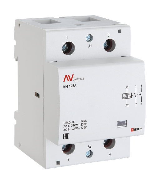 EKF km-av-3-100-11-110V Контактор модульный КМ 100А 1NC+1NO 110VAC (3 мод.) AVERES EKF