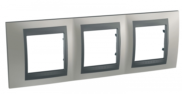 Schneider Electric MGU66.006.239 UNICA TOP РАМКА 3-постовая, горизонтальная, ГРАФИТ/НИКЕЛЬ