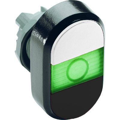 ABB 1SFA611136R1102 Кнопка двойная MPD7-11G (белая/черная) зеленая линза с текстом ( ON/OFF)