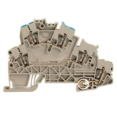 Weidmuller 1895700000 ZDKPE 2.5-2/N/L/PE Исполнение: Проходная клемма, Двухуровневая клемма, Пружинное соединение, 2.5 мм.кв, 800 V, 24 A, Темно-бежевый