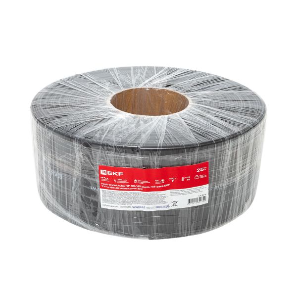 EKF tut-80-b Термоусаживаемая трубка ТУТ нг 80/40 черная рулон EKF PROxima