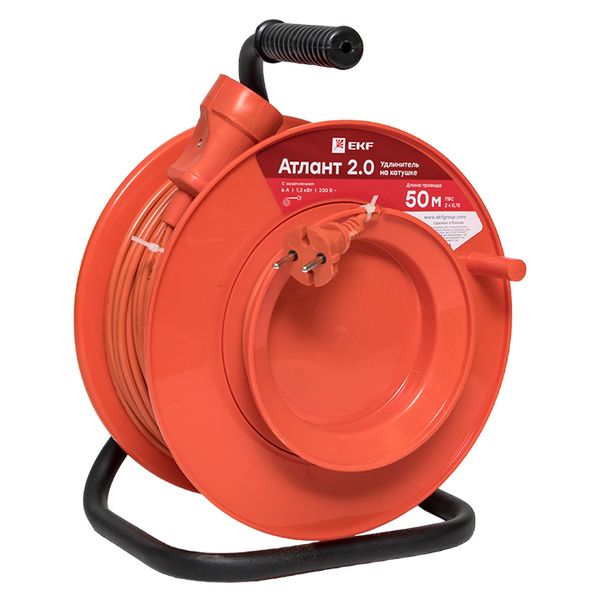 EKF UKA02-06-275-1-50 Удлинитель на катушке "Атлант 2.0" 1 гнездо 50м без заземления ПВС 2*0,75 6А/1,3кВт PROxima