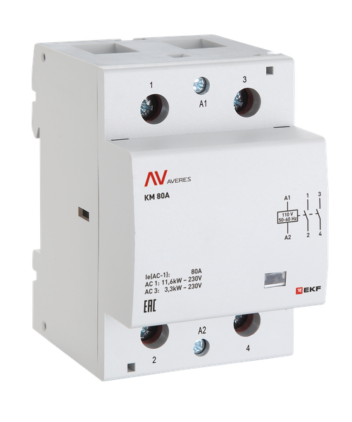 EKF km-av-3-100-11-24V Контактор модульный КМ 100А 1NC+1NO 24VAC (3 мод.) AVERES EKF