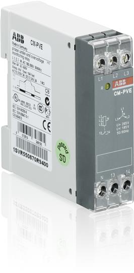 ABB 1SVR550870R9400 Реле контроля напряжения CM-PVE (контроль 1,3 фаз) (контроль Umin/max с нейтралью L-N 185..265В AC ) 1НО контакт