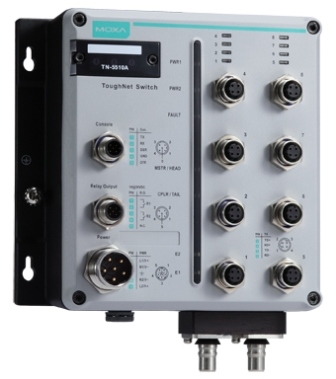 MOXA Коммутатор TN-5510A-2GLSX-ODC-WV-T L2 Managed Ethernet switch with 8 10/100BaseT(X) and 2 1000 BaseLSX Q-ODC ports, 24 - 110 VDC dual power input, t: -40/75