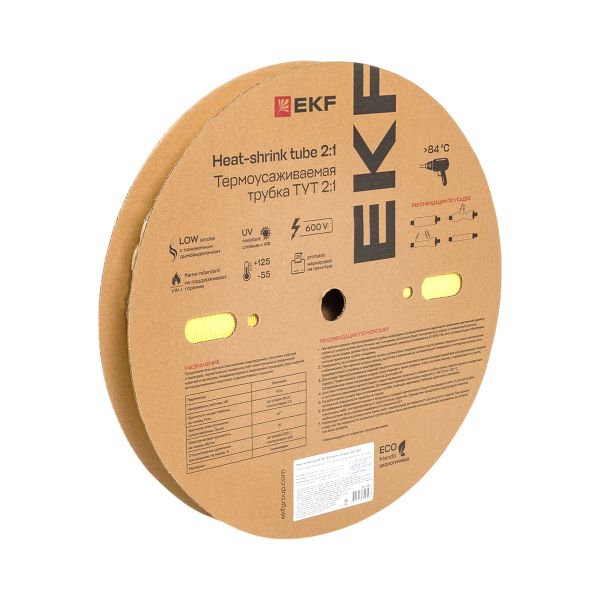 EKF tut-25-y Термоусаживаемая трубка ТУТ нг 25/12,5 желтая рулон EKF PROxima
