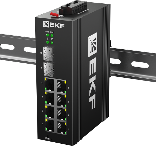 EKF TSX-ML2-2GH/SFP-8GT Промышленный управляемый коммутатор уровня L2 TSX-ML2-2GH/SFP-8GT, 2 порта 2.5G Base-X SFP, 8 портов 10/100/1000Base-T(X) RJ45, монтаж на динрейку TSX EKF