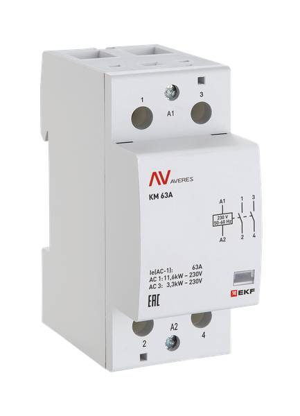 EKF km-av-2-63-11-110V Контактор модульный КМ 63А 1NC+1NO 110VAC (2 мод.) AVERES EKF