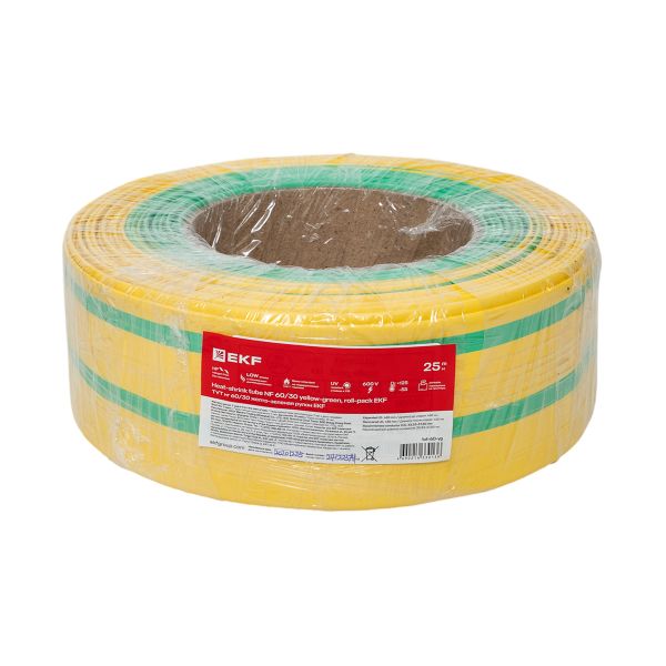 EKF tut-60-yg Термоусаживаемая трубка ТУТ нг 60/30 жел-зел рулон EKF PROxima