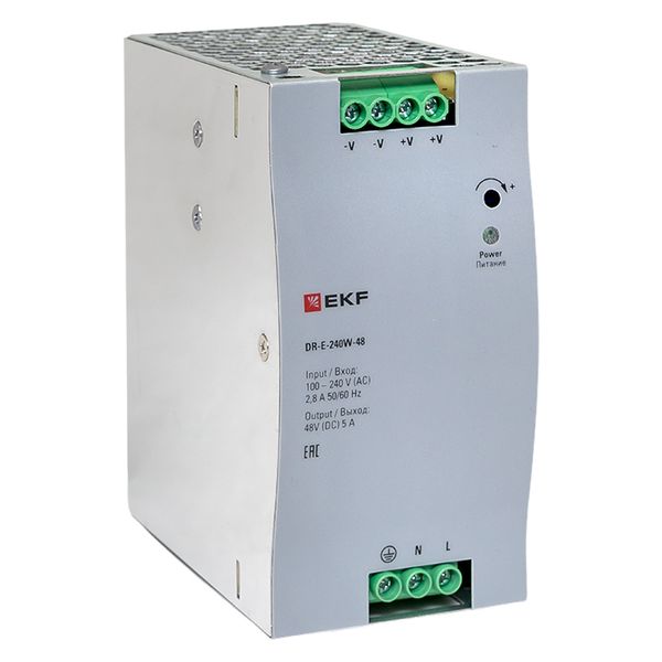EKF DR-E-240W-48 Блок питания на дин рейку 240 Вт,Uвх ~ 220 В AC, Uвых - 48 В DC постоянного тока