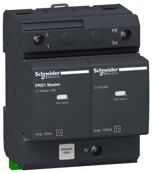 Schneider Electric 16361 PRD1 MASTER ОПН ПОЛЮС И НЕЙТРАЛЬ КЛАСС 1 СО СМЕННЫМИ КАРТРИДЖАМИ