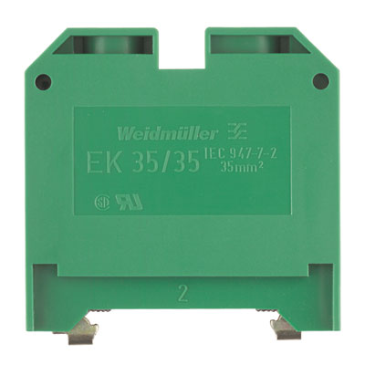 Weidmuller 661460000 EK 35/35 Исполнение: SAK-серия, Клеммы PE, Расчетное сечение: 35 мм.кв, Винтовое соединение, зеленый/желтый