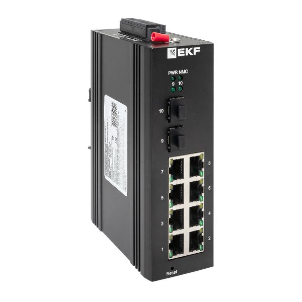 EKF TSX-ML2-2GX/SFP-8GT Промышленный управляемый коммутатор уровня L2 TSX-ML2-2GX/SFP-8GT, 2 порта 1000Base-X SFP, 8 портов 10/100/1000Base-T(X) RJ45, монтаж на динрейку TSX EKF