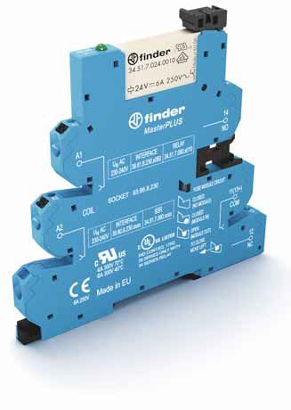 FINDER Интерфейсный модуль, электромеханические реле, серия MasterPLUS; 2CO 6A; питание 24В AC/DC; категория защиты IP20; безвинтовые клеммы "Push-in"(арт.396100240060)