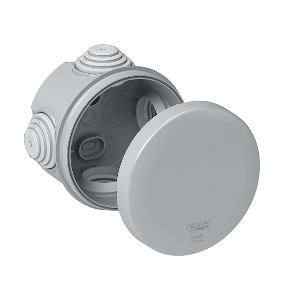Systeme Electric IMT35093 КОРОБКА РАСПРЕД. ОТКР.УСТАНОВКИ D65X40 (внутр.размеры), габариты D84х48, IP55, 4 сальника