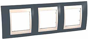 Schneider Electric MGU6.006.577 UNICA ХАМЕЛЕОН РАМКА 3-постовая, горизонтальная, БЕЖЕВЫЙ/ СЕРО-ЗЕЛЕНЫЙ