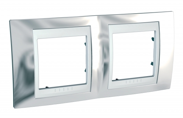 Schneider Electric MGU66.004.810 UNICA ХАМЕЛЕОН РАМКА 2-постовая, горизонтальная, БЕЛЫЙ/ СЕРЕБРО