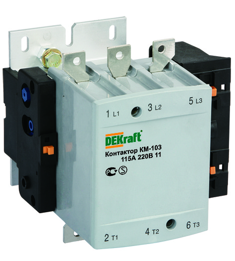 Dekraft 22151DEK Контактор 115А 380В АС3 1НО+1НЗ КМ-103 Dekraft