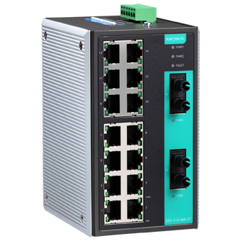 MOXA Коммутатор EDS-316-MM-ST Ethernet Switch 14 10/100BaseT(X) ports, 2 multi mode ST 100Base