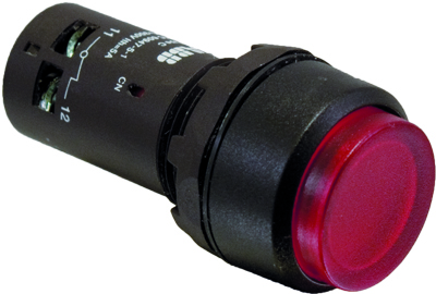ABB 1SFA619103R1141 Кнопка с подсветкой CP4-11R-01 красная 24В AC/DC с выступающей клавишей с фиксацией 1НЗ