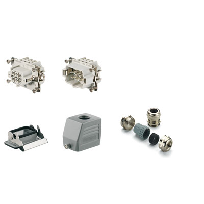 Weidmuller 1712660000 HDC-KIT-HE 06.101 Исполнение: RockStar® HDC - комплекты-Промышленный разъем, Комплект, HE, Типоразмер: 3, Полюс: 6, Винтовое соединение, 500 V, 24 A, Алюминиевое литье под давлением, PG 16
