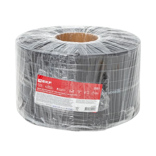 EKF tut-100-b Термоусаживаемая трубка ТУТ нг 100/50 черная рулон EKF PROxima