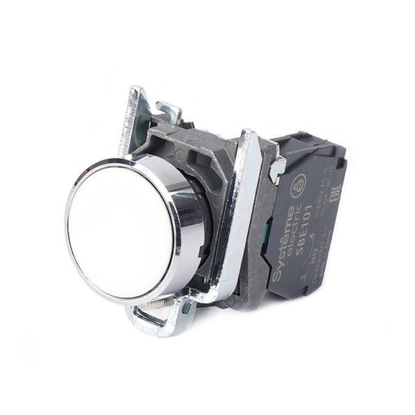 Systeme Electric SB4BA11 Кнопка SB4 в сборе модульная 22мм белая с возвратом металл 1НО