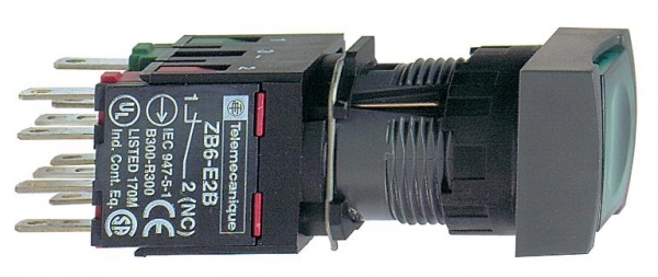 Schneider Electric XB6CW3B1B КНОПКА 16ММ 12-24В ЗЕЛЕНАЯ КВ. С ПОДСВ. XB6CW3B1B