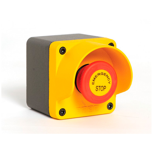 M1C200EE Пост металлический желто-серый с аварийнй кнопкой с маркировкой