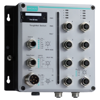 MOXA Коммутатор TN-5510A-2GTX-WV-T L2 Managed Ethernet switch with 8 10/100BaseT(X) and 2 10/100/1000 Base-T(X) M12 ports, 24 - 110 VDC dual power input, t: -40/75