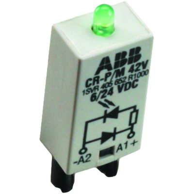 ABB 1SVR405655R0100 Функциональный модуль CR-P/M 92C для реле CR-P, CR-M - светодиод красный и варистор для защиты от перенапряжений, 110-230В AC/ 110 В