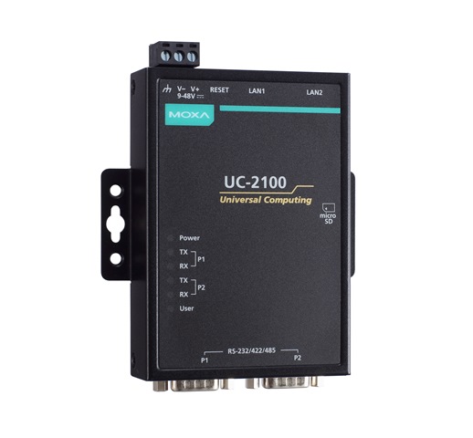 MOXA Компьютер UC-2112-LX Compact RISC-based embedded computer with 1GHz processor, 2 serial ports, 2 LAN ports (1 Gb Ethernet), and micro SD card socket