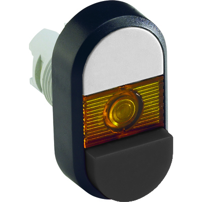 ABB 1SFA611145R1103 Кнопка двойная MPD16-11Y (белая/черная-выступающая) желтая линза без текста