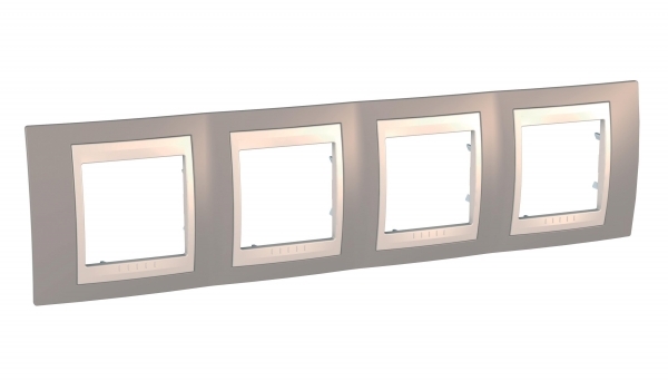 Schneider Electric MGU6.008.574 UNICA ХАМЕЛЕОН РАМКА 4-постовая, горизонтальная, БЕЖЕВЫЙ/ КОРИЧНЕВЫЙ