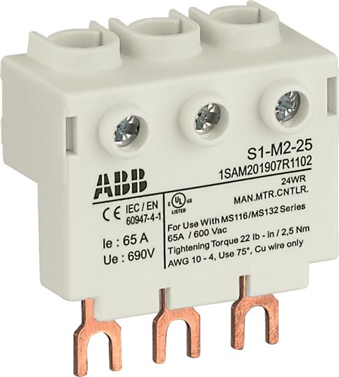 ABB 1SAM201907R1102 Колодка высокая S1-M2-25 для подключения 3-фазного кабеля до 25мм2, 65 А к автоматам типа MS116, MS132, MS132-T, MO132/MS132-T