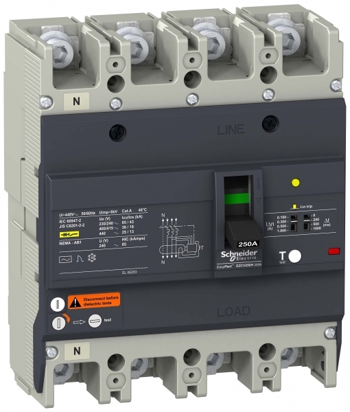Schneider Electric EZCV250H4125 4П3Т АВТ.ВЫКЛ.С ДИФ.ЗАЩ.36 кА/415В 125A