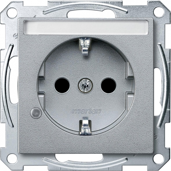 Schneider Electric MTN2303-0460 MERTEN МЕХАНИЗМ розетки с полем д/надписи и индикацией АЛЮМИНИЙ, QF SM